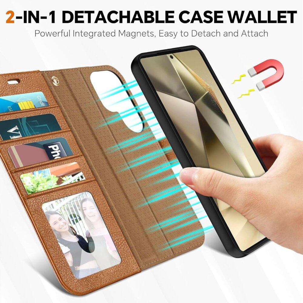 Samsung Galaxy S25 Ultra Wallet Case RFID Blocking Magnetic Detachable Folio - Picture 7 of 12